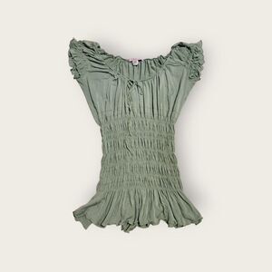 Vintage Y2k early 2000s Intuitions green boho milkmaid shirt Size M